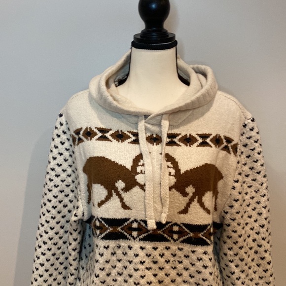 Unisex moose graphic hooded sweater kangaroo pocket Y2K American Eagle gorpcore - Picture 3 of 9